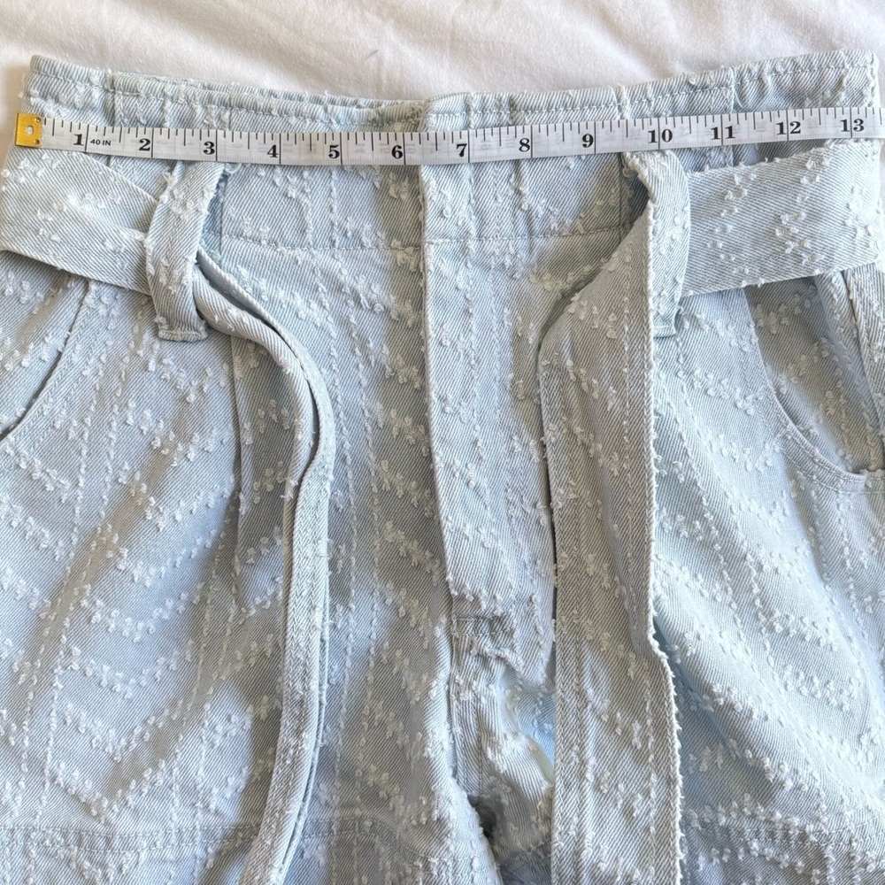 Happy Nature High Rise Textured Denim Shorts Light Wash 4 - Picture 7 of 9